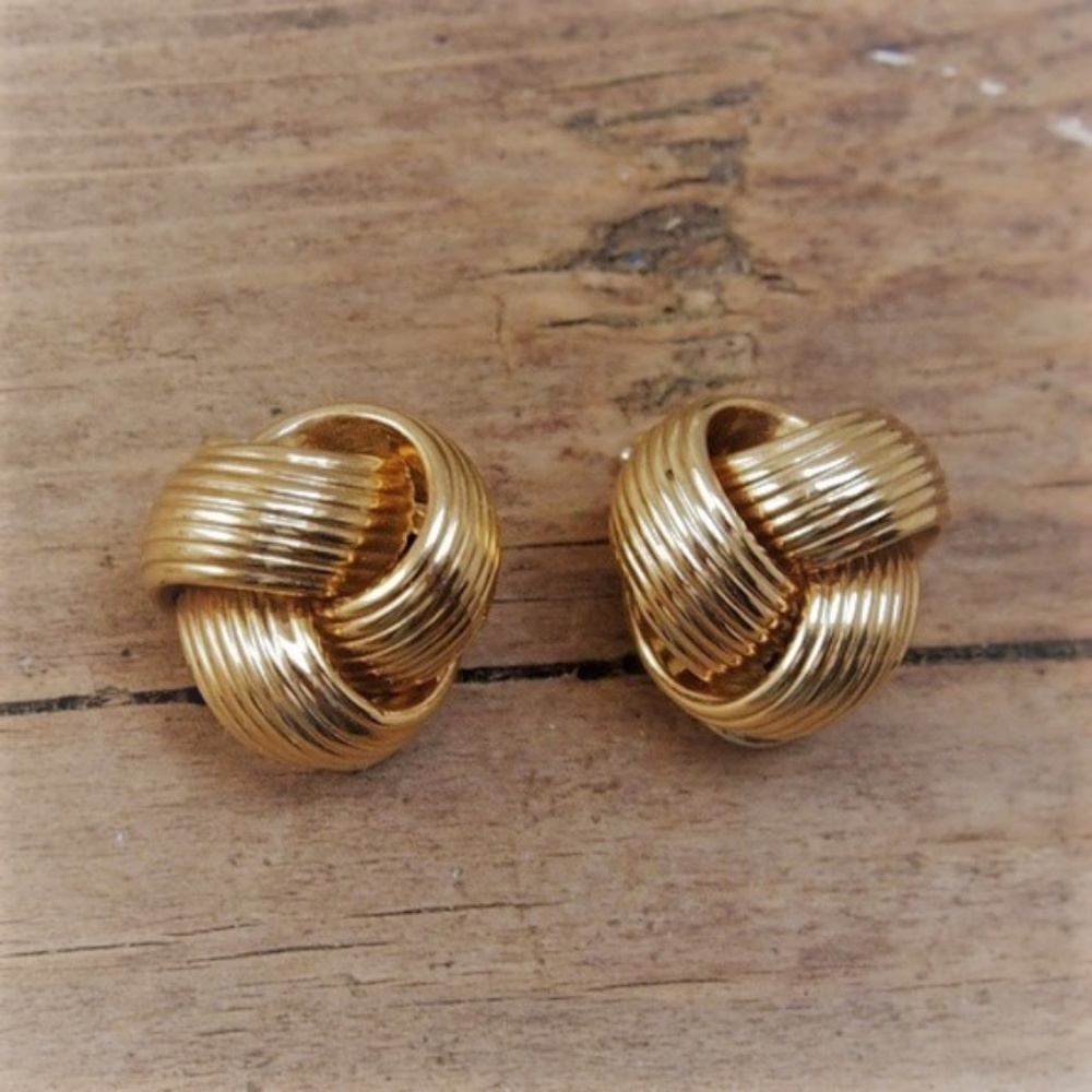 🌟HP🌟Italian 750/18k Gold Love Knot Earrings 8 gm - Picture 3 of 5